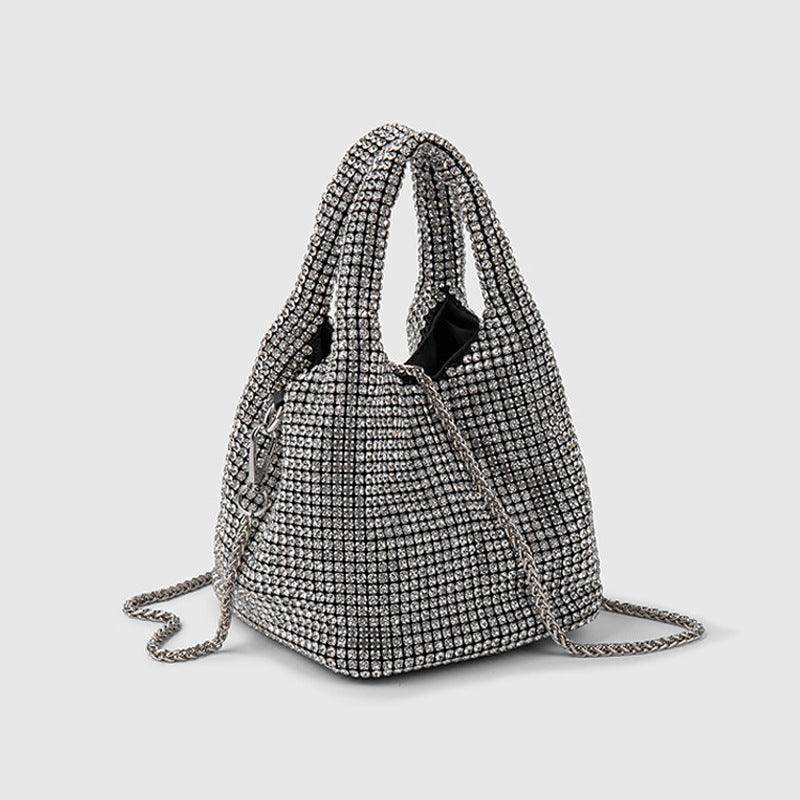 Diamond-encrusted and diamond-filled tote bucket dinner bag 819045946412 - COCOMELODY